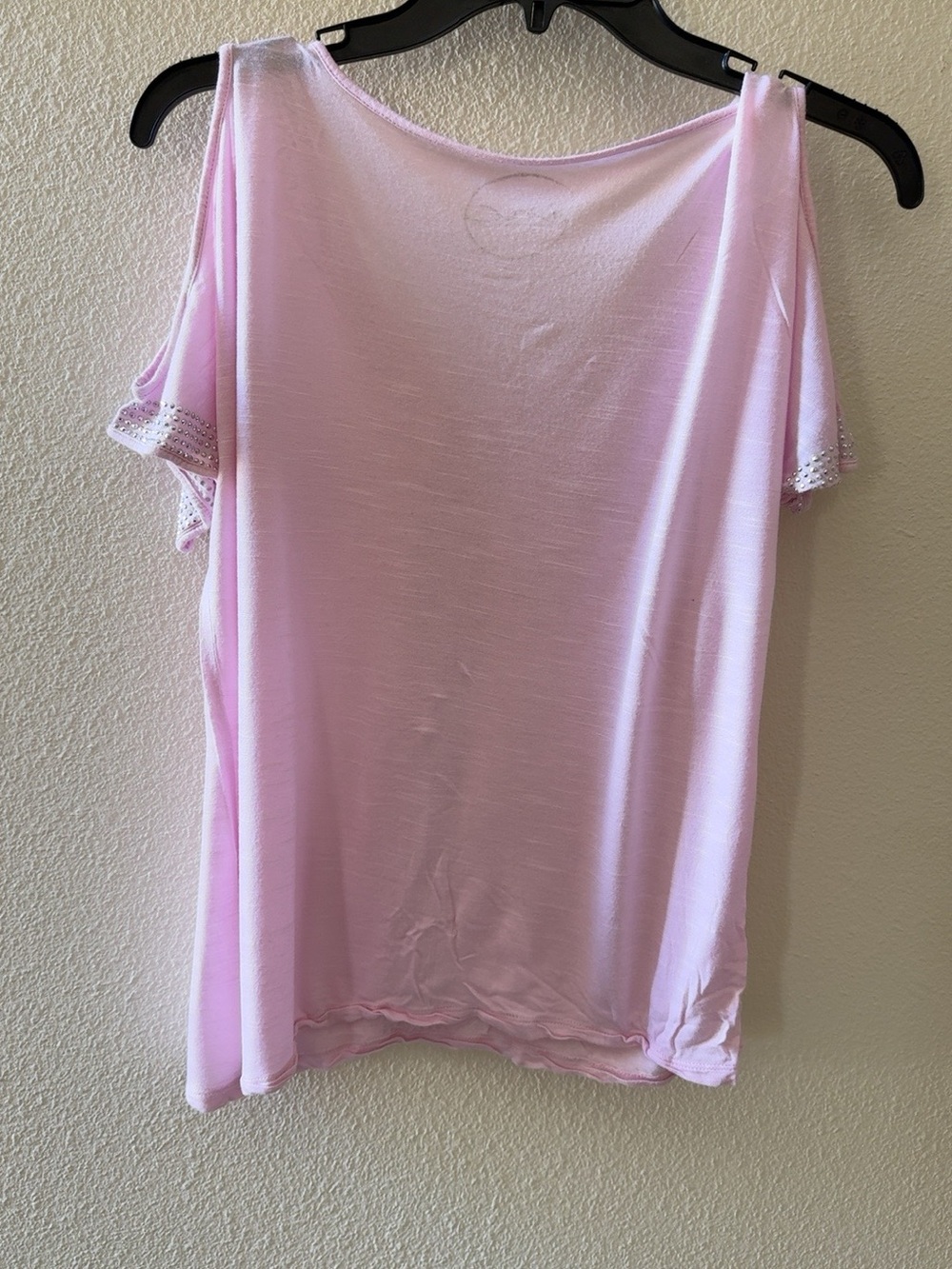 INC Pink Rhinestone Cold Shoulder Open Sleeve Top - Picture 2 of 6